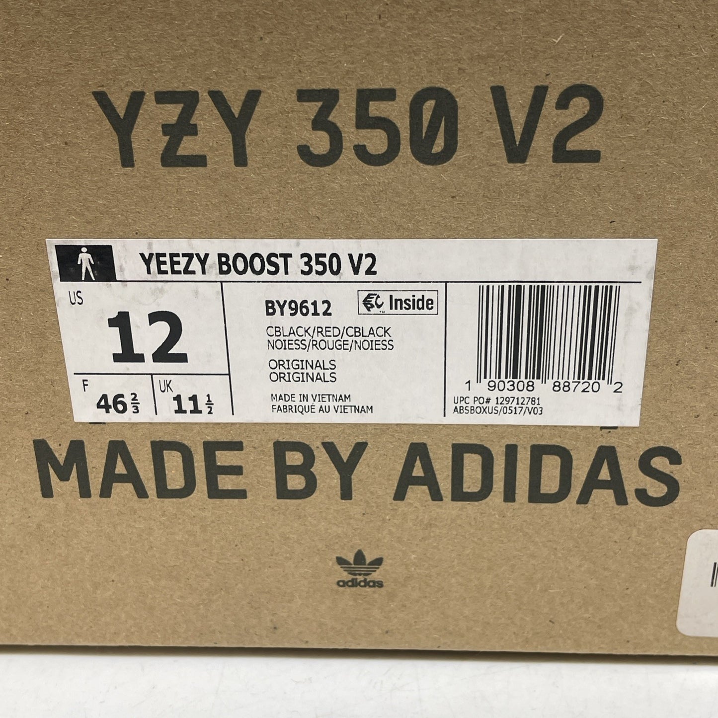 Size 12 - adidas Yeezy Boost 350 V2 Low Red Stripe Black Suede (BY9612)