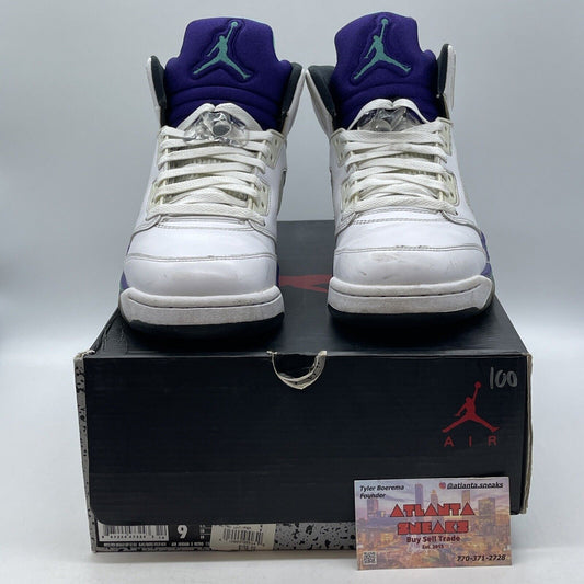 Size 9 - Jordan 5 Retro Grape 2013 White Black Purple Blue Leather (136027-108)