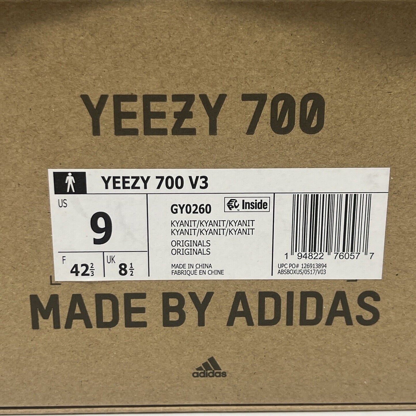 Size 9 - adidas Yeezy 700 V3 Kyanite Brand New Og All DS Sneakers Blue Cream