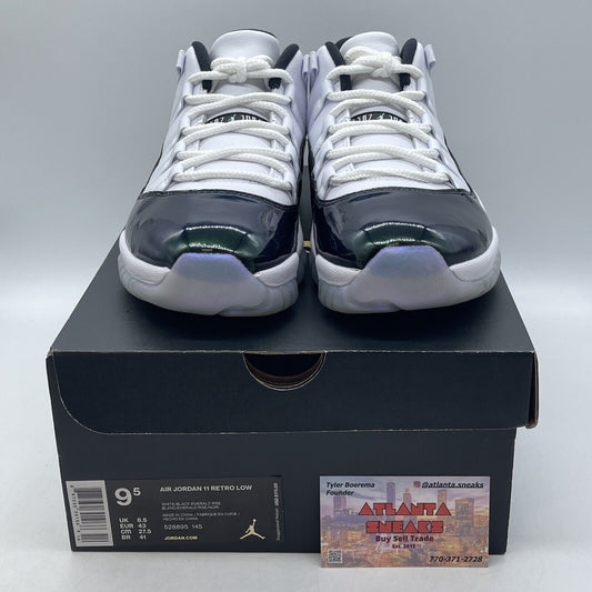 Size 9.5 - Air Jordan 11 Retro Low Emerald White Black Green Purple (528895-145)