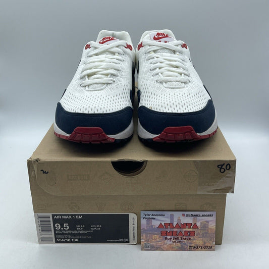 Size 9.5 - Nike Air Max 1 EM 'Dark Obsidian White Blue Grey Suede (554718-106)
