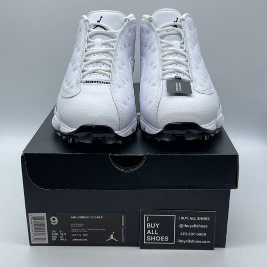 Size 9 - Air Jordan 13 Golf White Metallic Leather (917719-102)