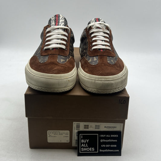 Size 44 - Burberry Nelson TB Monogram Brown Logo Sneakers Suede