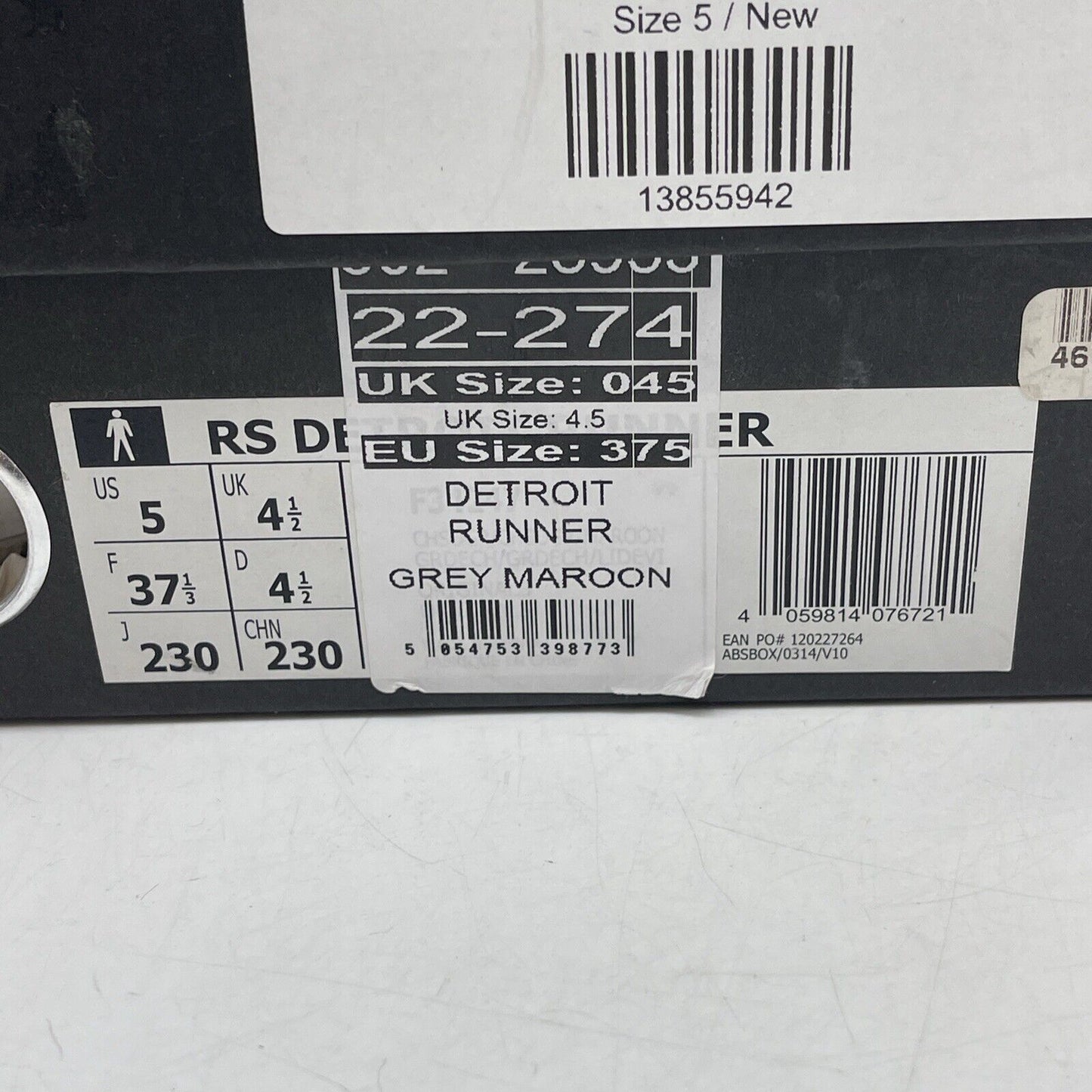 Size 5 - adidas Raf Simons x Detroit Runner Grey Maroon Suede Leather (F34247)