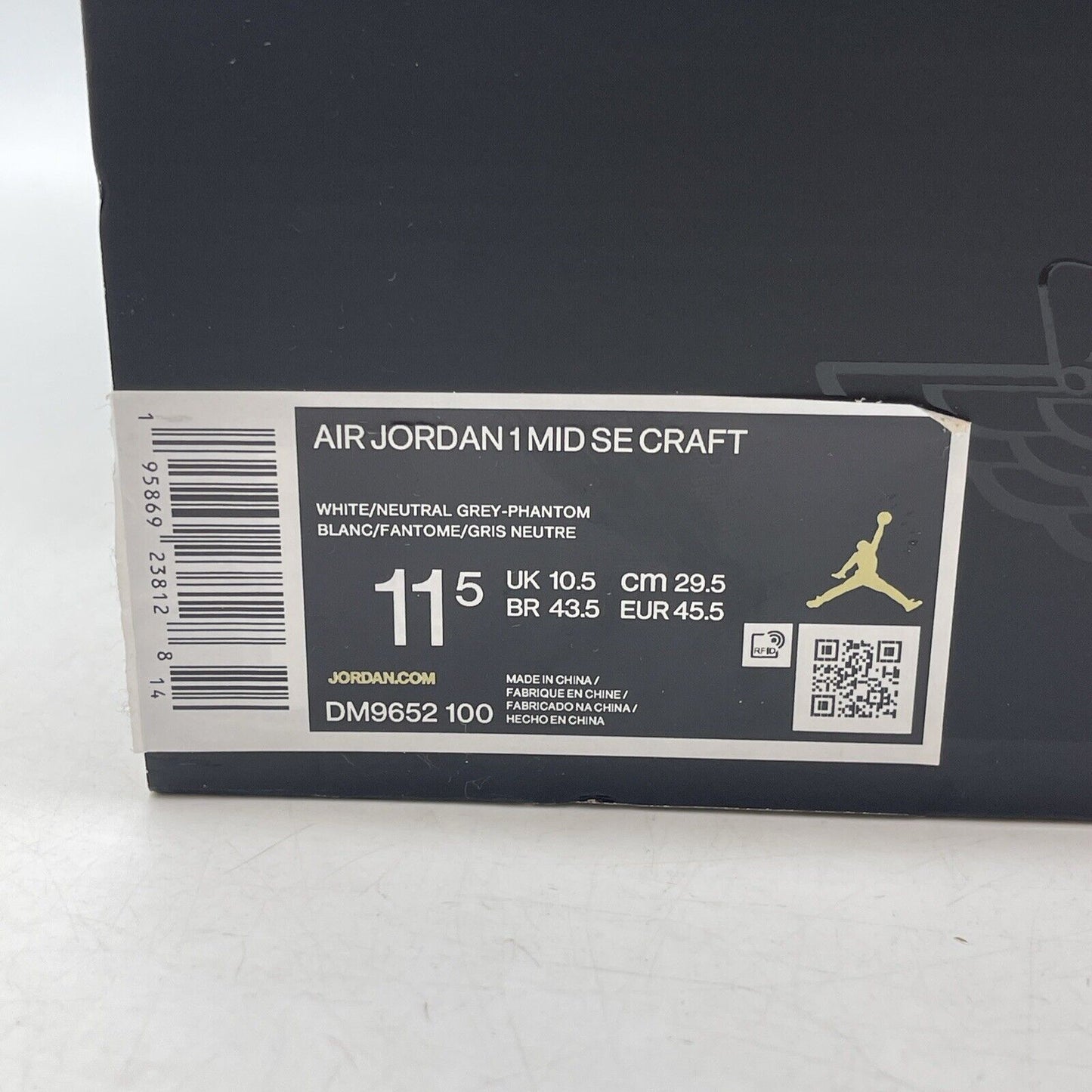 Size 11.5 - Jordan 1 Mid SE Craft Inside Out White Grey Suede (DM9652-100)