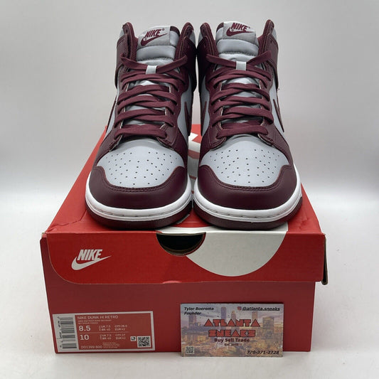 Size 8.5 - Nike Dunk High Dark Beetroot Burgundy Grey Leather (DD1399-600)
