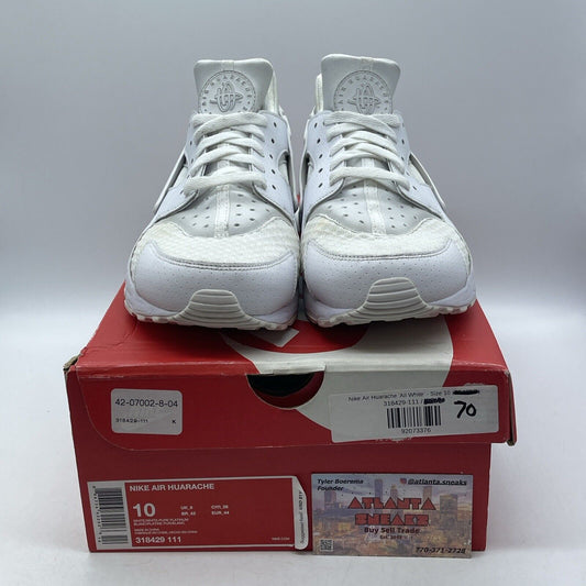 Size 10 - Nike Air Huarache All White Leather Suede (318429-111)