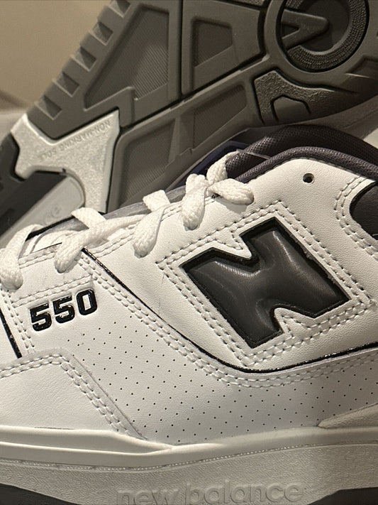 SIZE 12 D New Balance 550 WHITE GREY DARK GREY BB550WTG BRAND NEW WITH BOX DS
