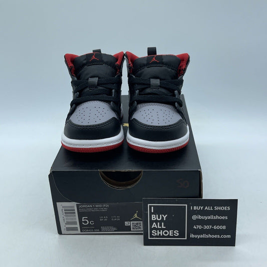 Size 5C - Toddlers Baby Nike Air Jordan 1 Mid (TD) BLACK CEMENT (DQ8425 006)