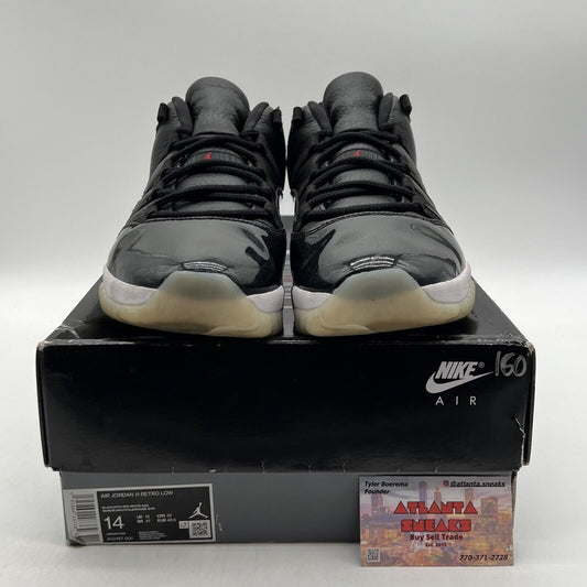 Size 14 - Jordan 11 Retro Low 72-10 Black White Red Leather (AV2187-001)