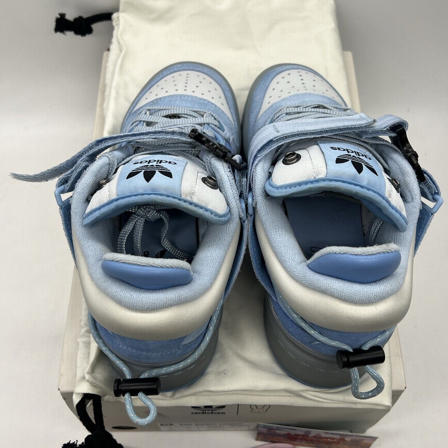 Size 4 - adidas Bad Bunny x Forum Buckle Low Blue Tint White Leather (GY9693)
