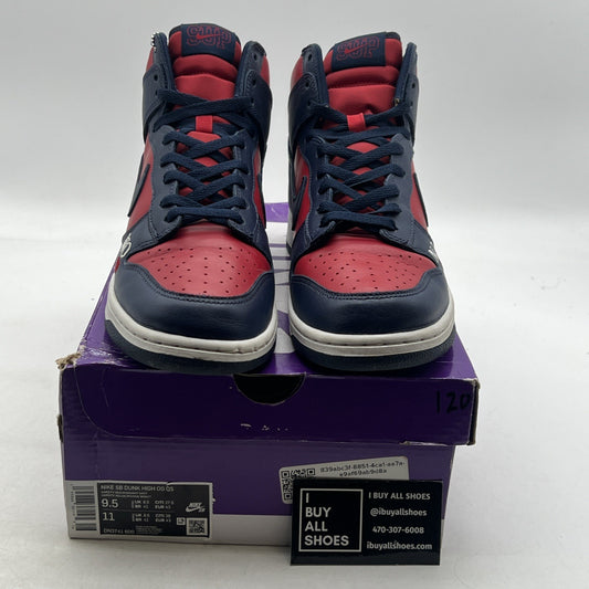 Size 9.5 - Supreme x Nike Dunk SB High By Any Means - Red Navy (DN3741-600)