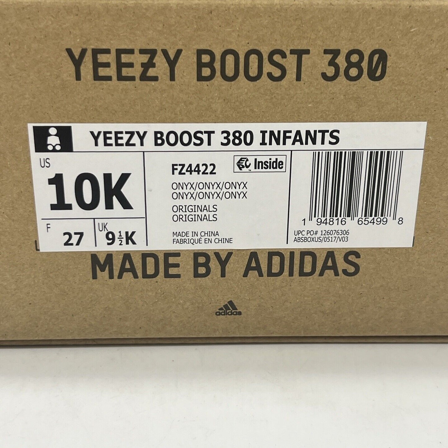 Adidas Yeezy Boost 380 'Onyx' Infants FZ4422 Size 10K Brand New Og All DS