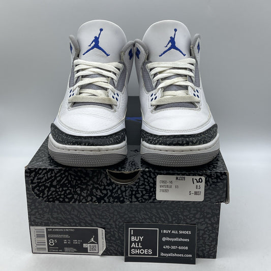 Size 8.5 - Jordan 3 Retro Mid Racer Blue White Black Suede Leather (CT8532-145)