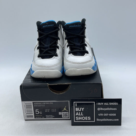 Size 5C - Toddler's Jordan 9 Retro Powder Blue White Black Leather (401812 101)