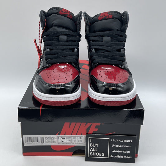 Size 5Y - Jordan 1 Retro OG High Patent Bred Red Black Leather (575441-063)