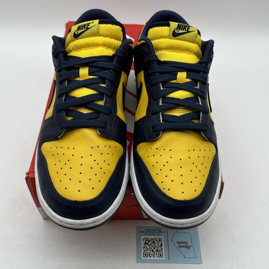 Size 10.5 - Nike Dunk Low Michigan 2021 Blue Yellow White Leather FB Champs Wolv