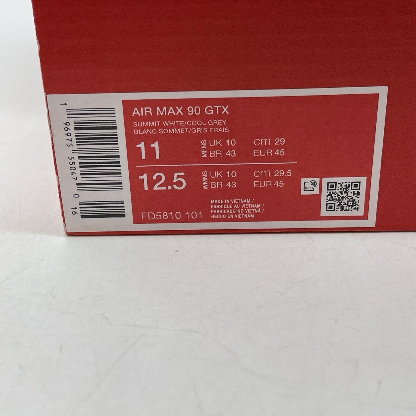 Size 11 - Nike Air Max 90 Gore-Tex Infrared White Leather suede (FD5810-101)