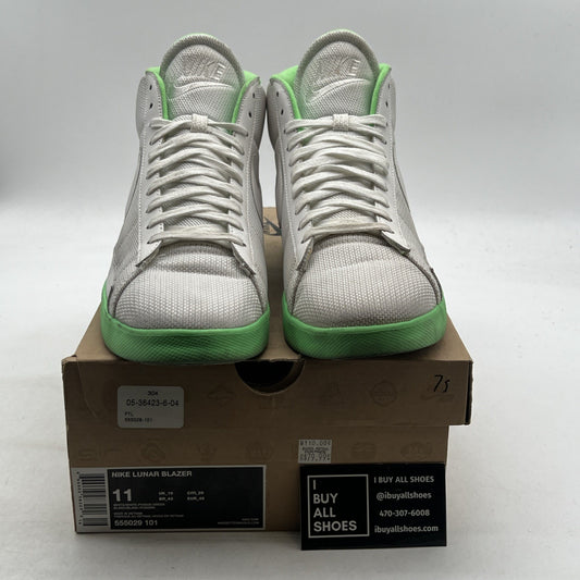 Size 11 - Nike Lunar Blazer White Poison Green (555029-101)
