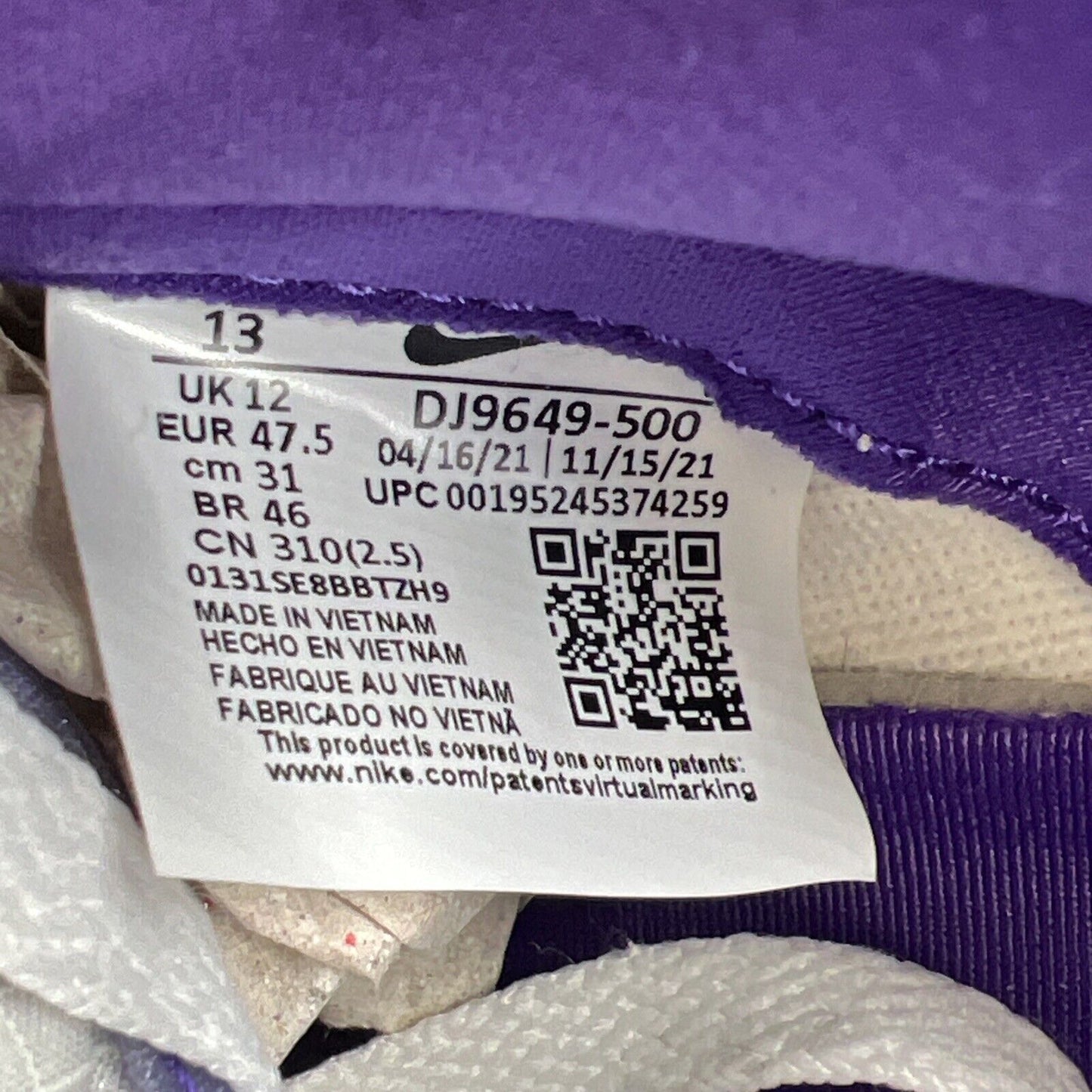 Size 13 - Nike Union LA x Dunk Low Passport Pack - Court Purple (DJ9649-500)