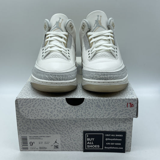 Size 9.5 - Air Jordan 3 Retro Craft Ivory/Grey White Leather (FJ9579-100)