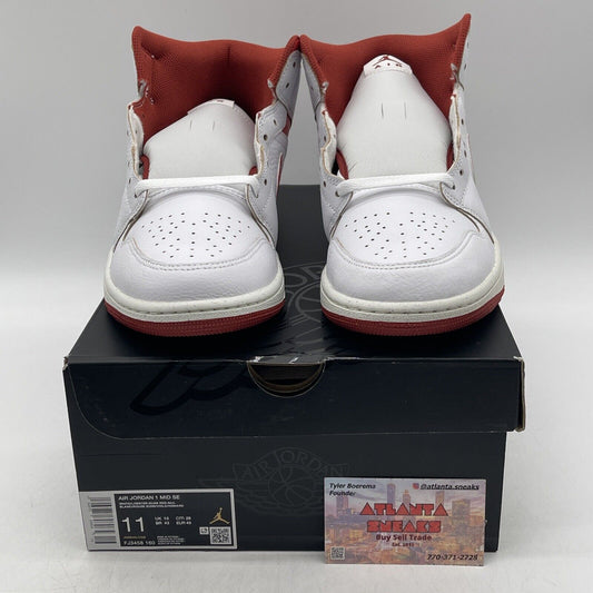 Size 11 - Air Jordan 1 Mid White Dune Red White Red Leather (FJ3458-160)