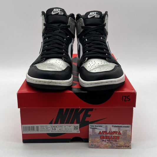 Size 10 - Jordan 1 High OG Metallic Silver Black White Leather (CD0461-001)