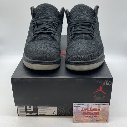 Size 9.5 - Air Jordan 3 Retro Flyknit Black (AQ1005-001)