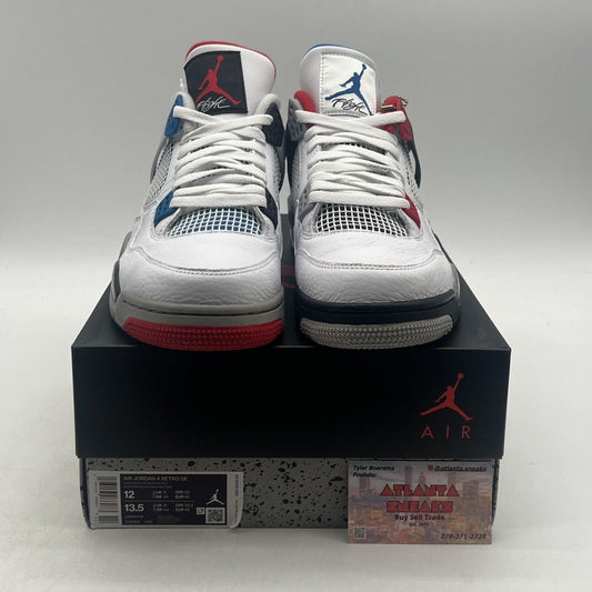 Size 12 - Jordan 4 Retro SE Mid What The 4 White Blue Red Leather (CL1184-146)