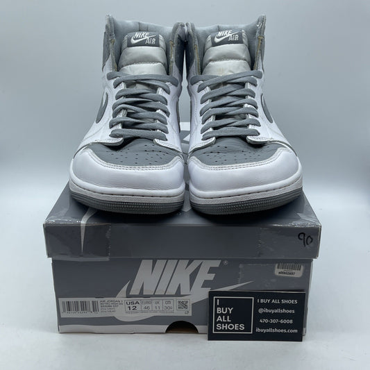 Size 12 - Jordan 1 Retro High OG Stealth Grey White Leather (555088-037)