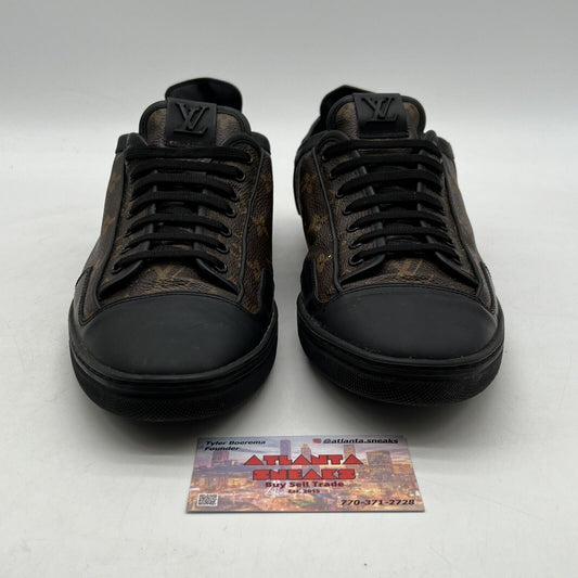 Size 13 -Louis Vuitton Brown/Black Monogram Canvas and Leather Match Up Low Top