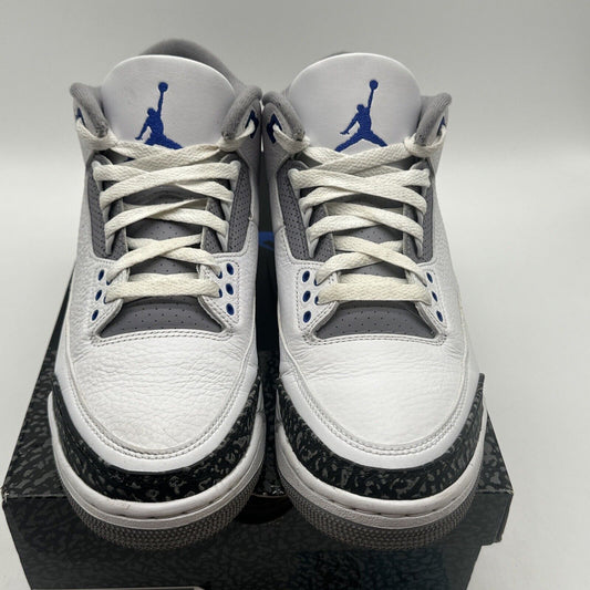 Size 9 - Jordan 3 Retro Mid Racer Blue White Leather Noir Cement Reflective Blak