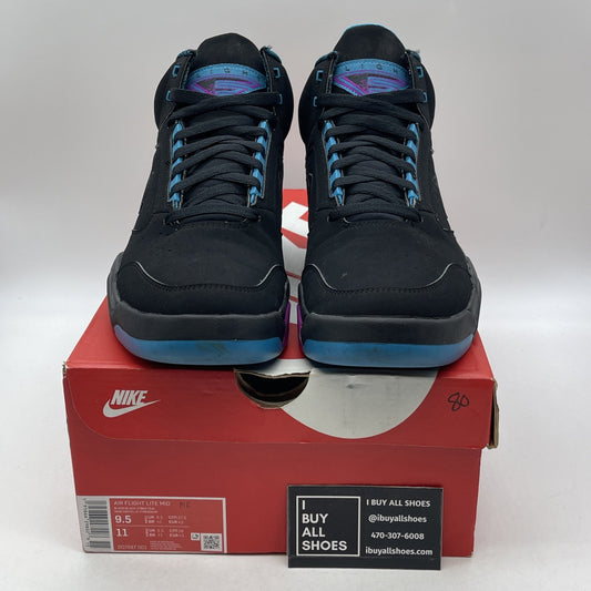 Size 9.5 - Nike Air Flight Lite Mid Black Cyber Teal (DQ7687-002)