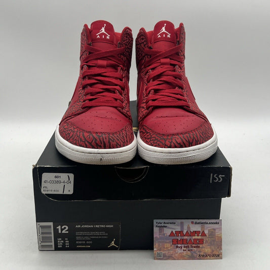 Size 12 - Air Jordan 1 Retro High Red Elephant Leathe Black (839115-600)