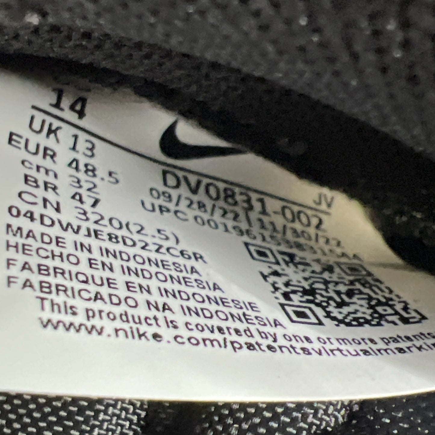 Size 14 - Nike Dunk Low Black Panda 2.0 (DV0831-002)