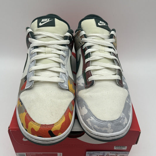 Size 13 - Nike Dunk Low SE Sail Multi-Camo 2021 White Yellow Desert Green Army