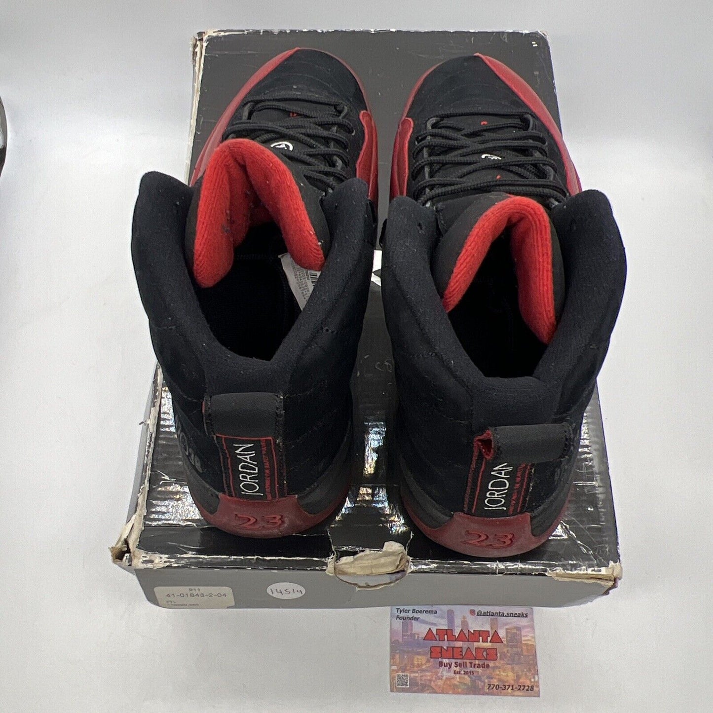 Size 8.5 - Air Jordan 12 Retro 2009 Flu Game Black Red Suede (130690-065)