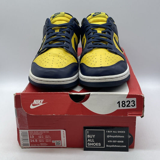 Size 13 - Nike Dunk Low Michigan Yellow Blue White Suede Leather (DD1391-700)