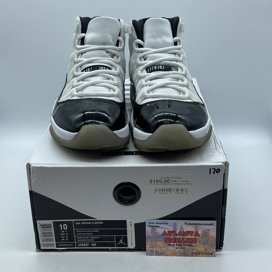 Size 10 - Jordan 11 Retro Concord 2011 Black White Leather Suede (378037-107)