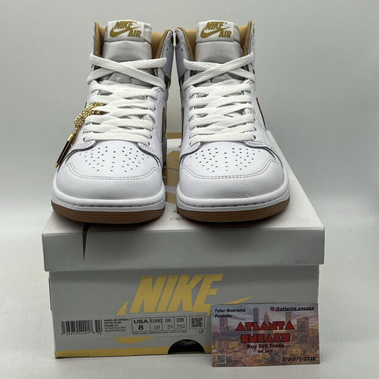 Size 8 - Air Jordan 1 Retro OG High Metallic Gold W White Leather (FD2596-107)