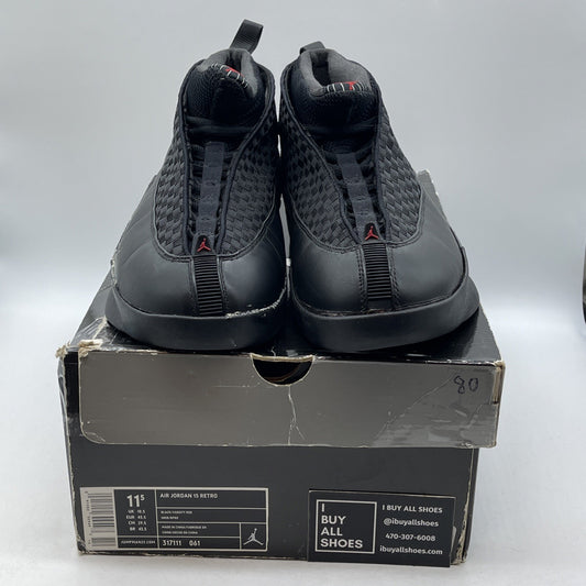 Size 11.5 - Air Jordan 15 Retro 2007 Stealth Black Leather (317111-061)