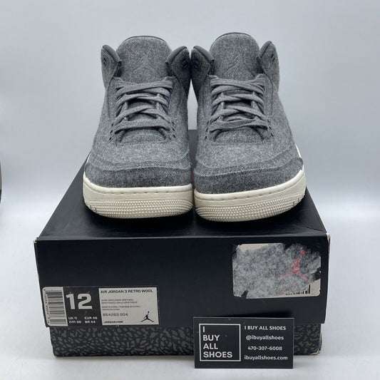 Size 12 - Air Jordan 3 Retro Wool Grey White Suede Leather (854263-004)