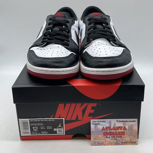 Size 12 - Air Jordan 1 Retro OG Low Black Toe White Red Leather (CZ0790-106)