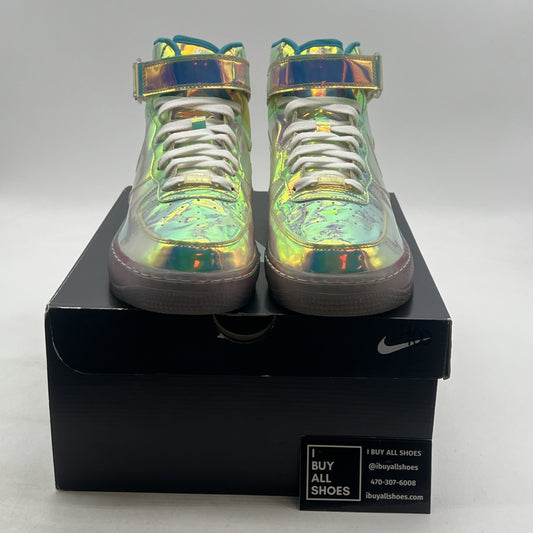 Size 9.5 -Nike Air Force 1 Mid Iridescent ID Blue Multicolor/Violet (779425-991)