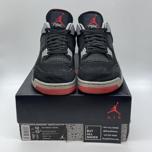 Size 12 - Jordan 4 Retro OG Mid Bred Black Grey Red White Suede (308497-060)