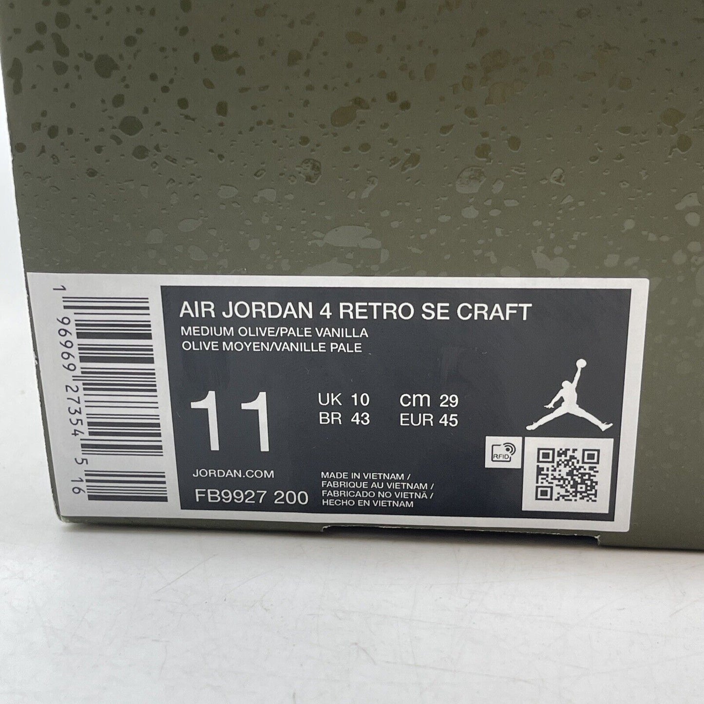 Size 11 - Jordan 4 SE Retro Low Craft - Olive White Black Suede (FB9927-200)