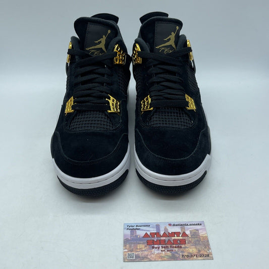 Size 10.5 - Jordan 4 Retro Royalty 2017 Black White Gold Suede (308497-032)