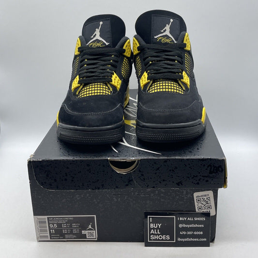 Size 9.5 - Jordan 4 Retro Mid Thunder Yellow Black Suede Leather (DH6927-017)