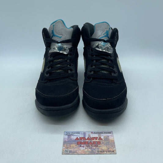 Size 7Y - Jordan 5 Retro Mid Aqua Black Suede Leather (440888-047)