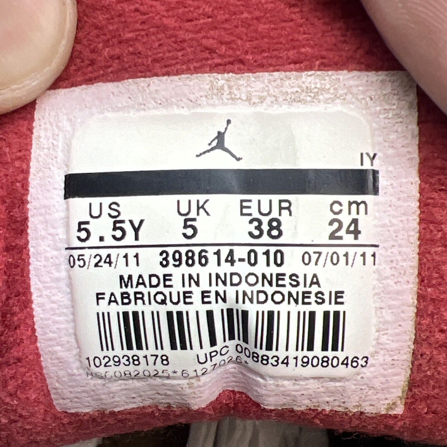 Air Jordan 3 Retro OG Black Cement 2010 Size 5.5Y Grey Red Leather (398614-010)